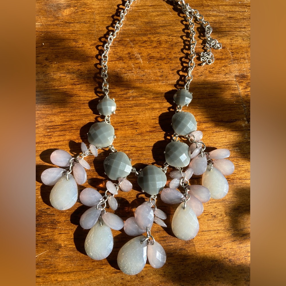 Elegant, grey jeweled, necklace.